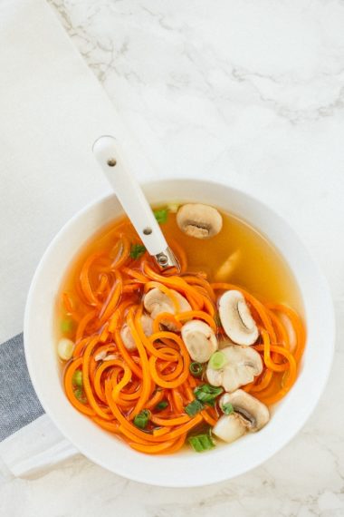 Easy Clear Onion Soup with Carrot Noodles