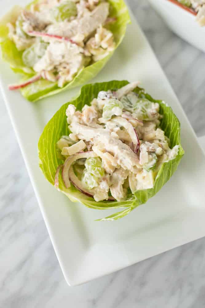 Chicken Waldorf Salad Cups with Spiralized Apples