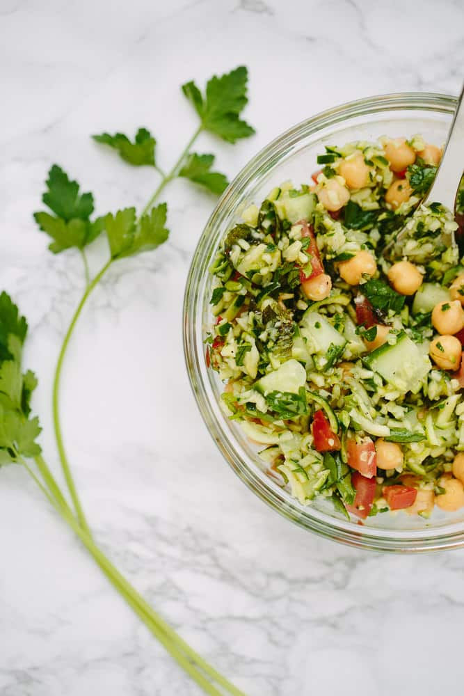 Zucchini Rice Tabbouleh with Chickpeas