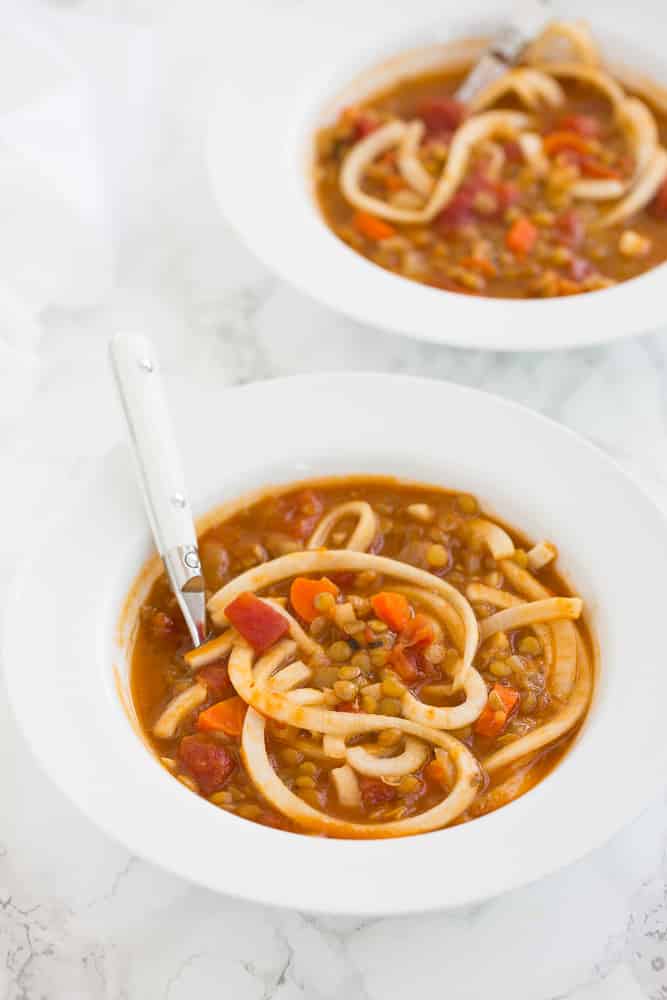 Lentil Soup with Spiralized Turnips