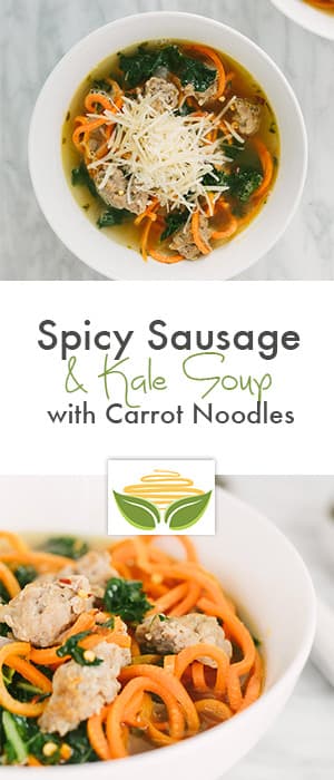 Spicy Sausage & Kale Soup with Carrot Noodles