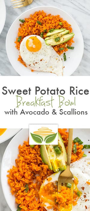 Sweet Potato Rice Breakfast Bowl with Avocado and Scallions