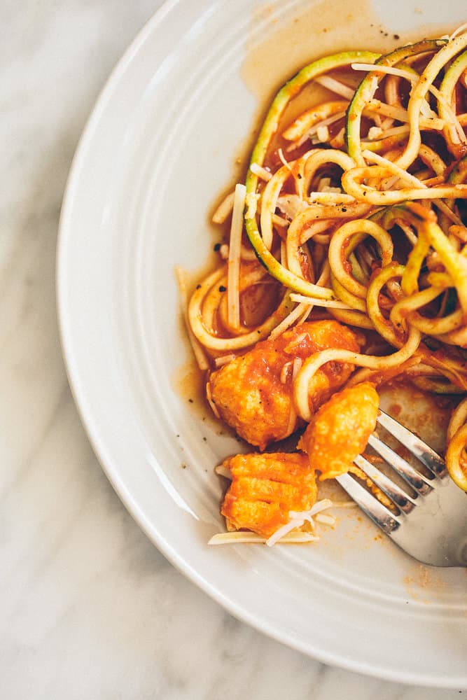 Homemade Gluten-Free Gnocchi with Pomodoro Zucchini Pasta