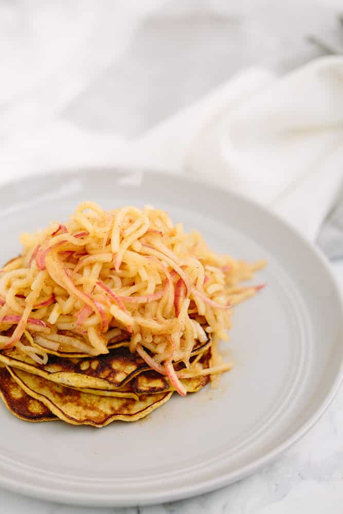 Two-Ingredient Pancakes with Cinnamon Spiralized Apples