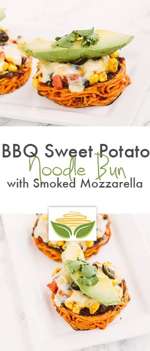 BBQ Sweet Potato Noodle Bun with Smoked Mozzarella