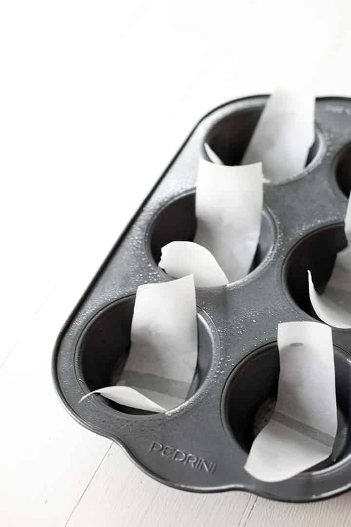 Parchment paper lined muffin tins