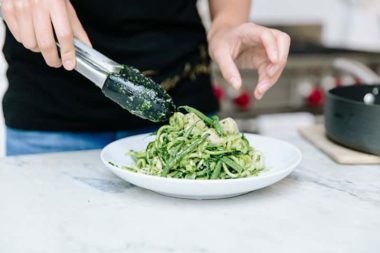 Pesto Zucchini Noodles with Chicken and Green Beans
