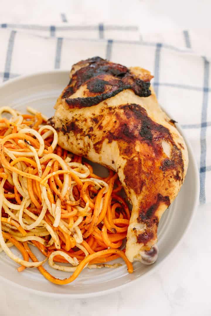 Mom's Chicken over Spiralized Root Vegetables