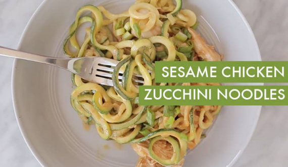 Sesame Chicken Zucchini Noodles (video)