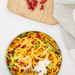 Broccoli and Sundried Tomato Rutabaga Pasta with Ricotta