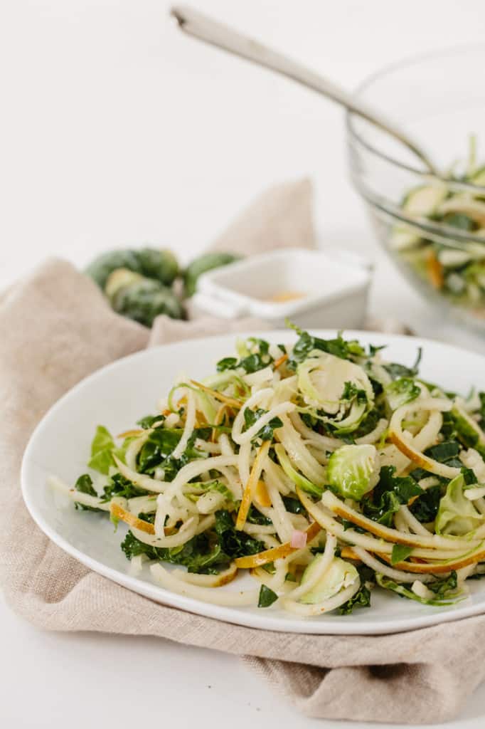  SHREDDED KALE, PEAR NOODLE AND BRUSSELS SPROUTS SALAD
