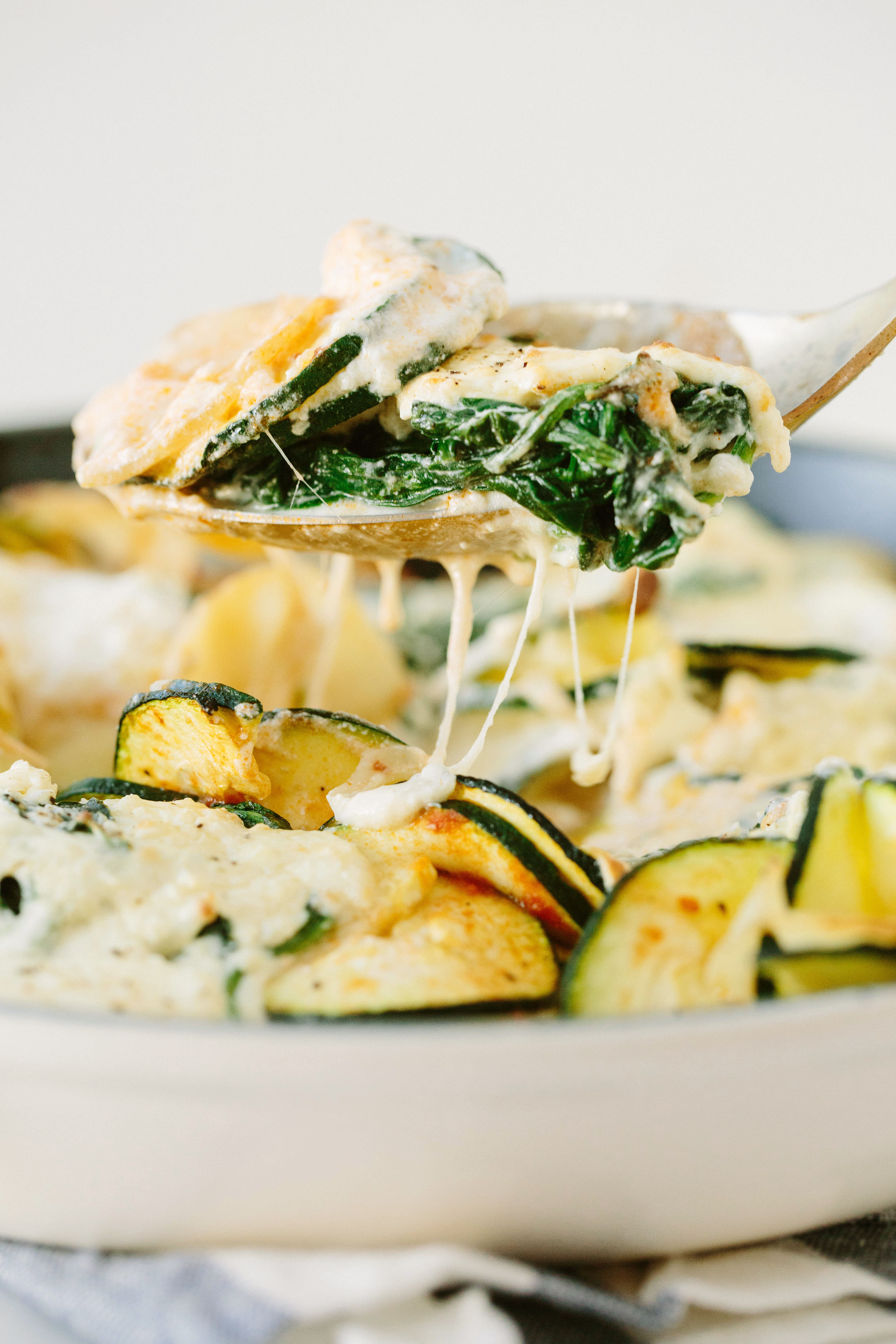 Deconstructed Spinach Manicotti with Spiralized Potatoes and Zucchini