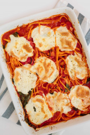Baked Rutabaga Spaghetti and Mozzarella