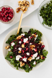 Winter Kale Bowl with Spiralized Beets and Goat Cheese