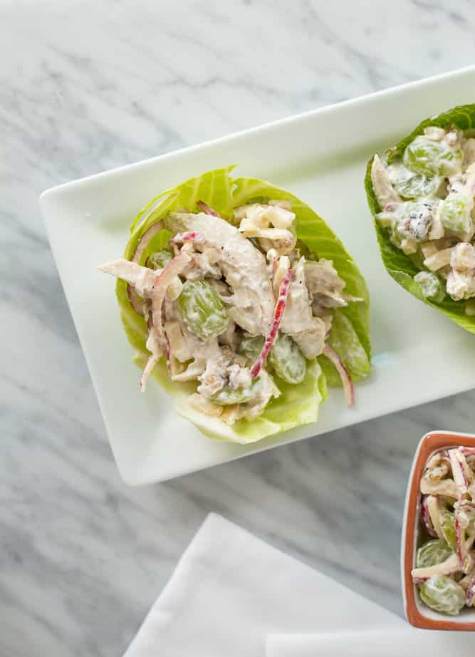  CHICKEN WALDORF SALAD CUPS WITH SPIRALIZED APPLES