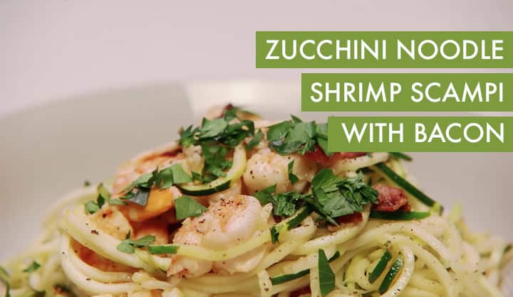 BACON AND SHRIMP ZUCCHINI NOODLE SCAMPI