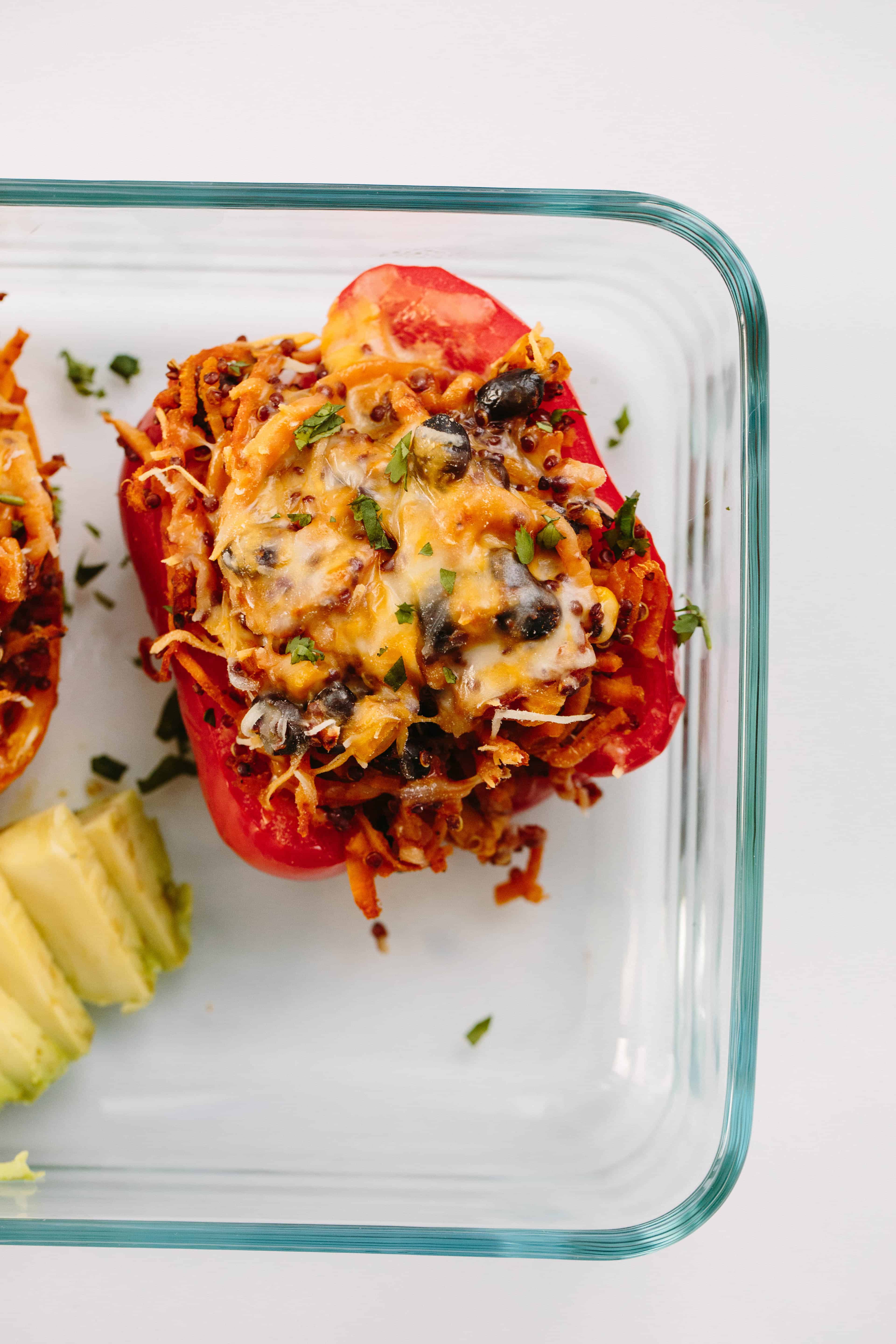 Southwest Quinoa and Spiralized Sweet Potato Stuffed Bell Peppers
