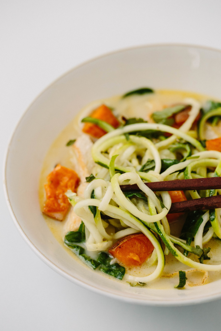 Ginger Coconut Chicken Bowl with Zucchini Noodles