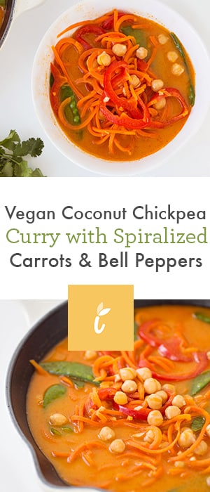 Vegan Coconut Chickpea Curry with Spiralized Carrots and Bell Peppers