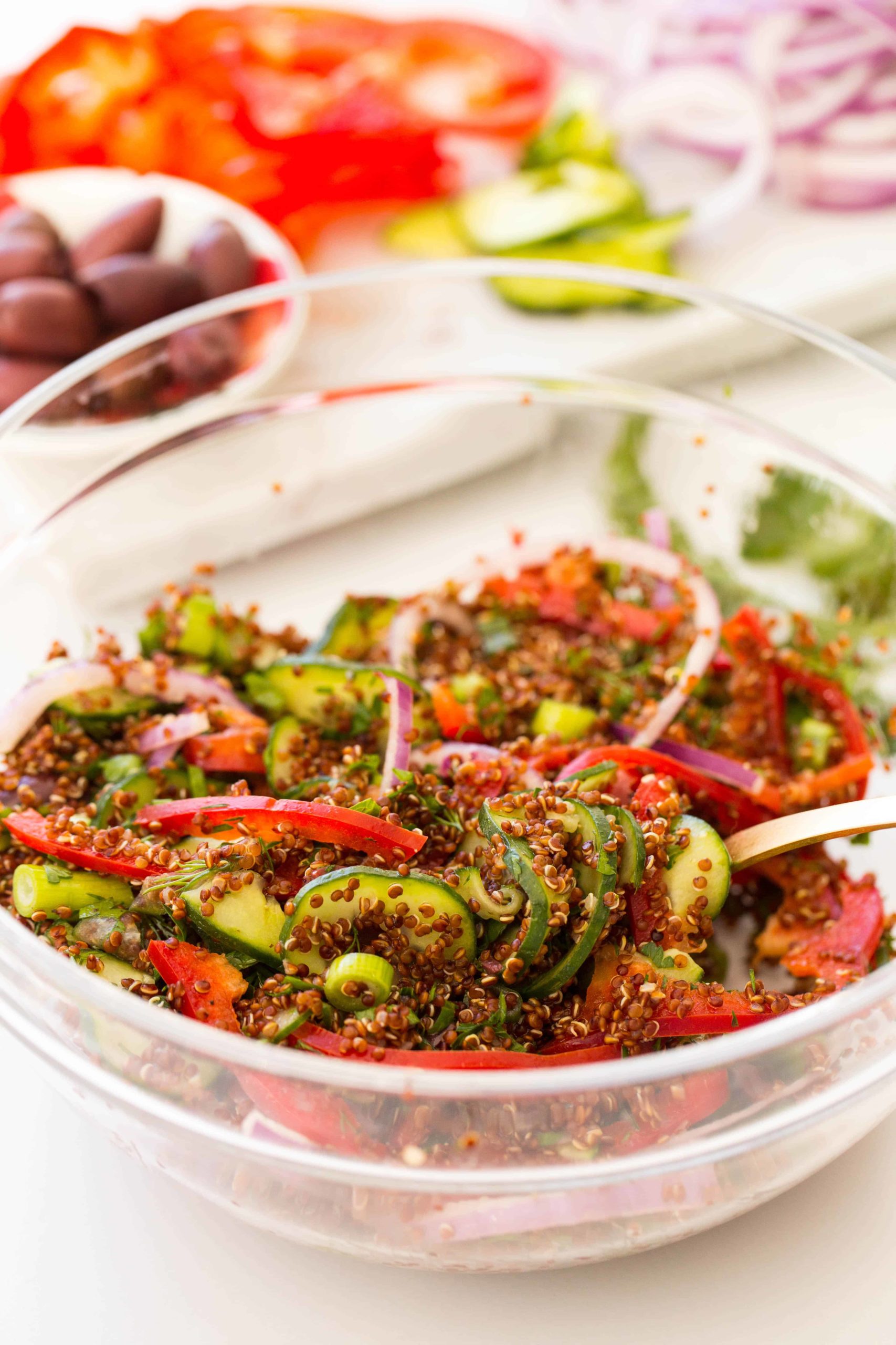 Mediterranean Quinoa Salad with Spiralized Veggies