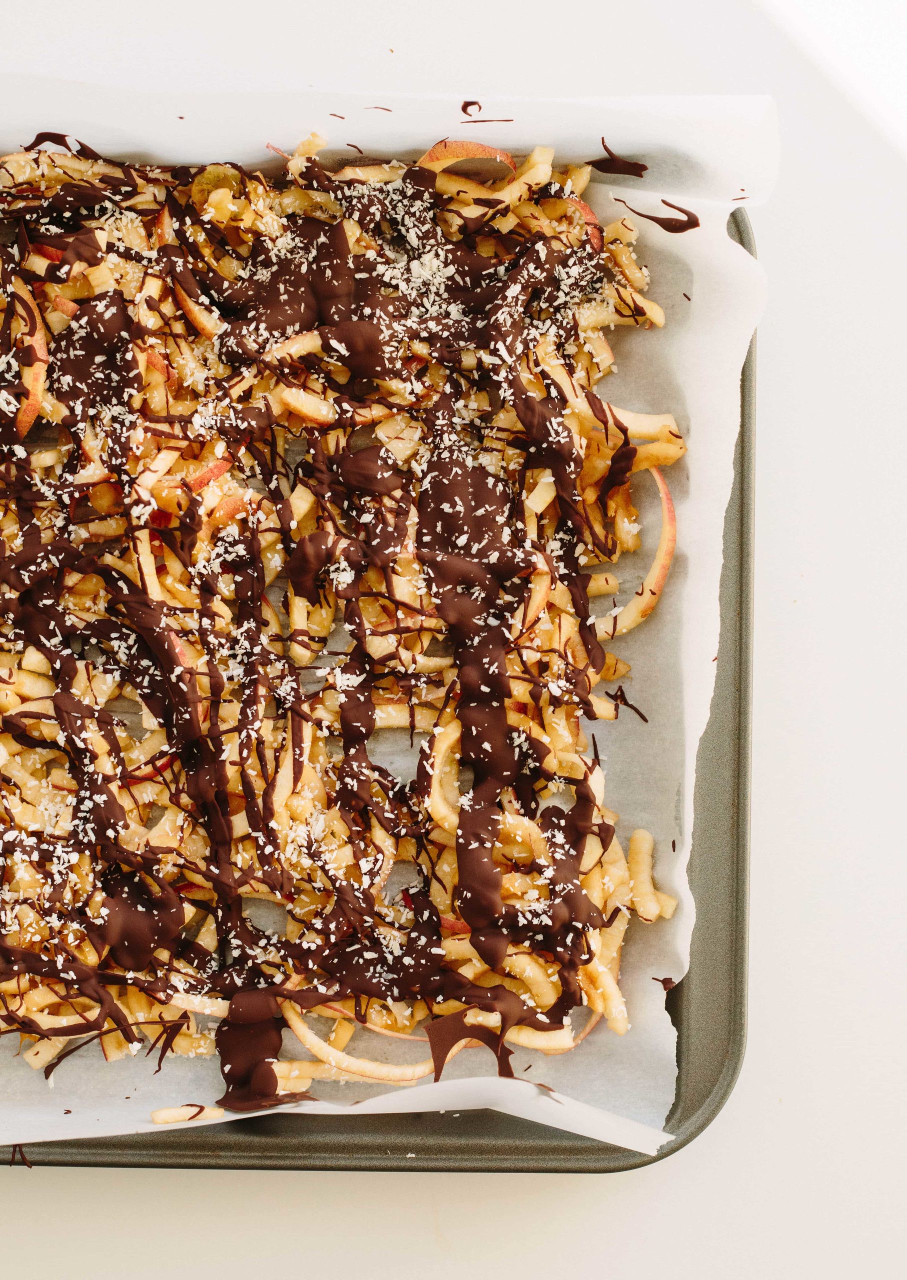 Chocolate Spiralized Apple Strings - Inspiralized