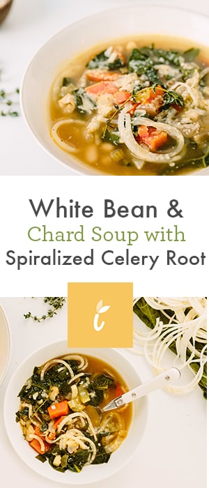 White Bean and Chard Soup with Spiralized Celery Root