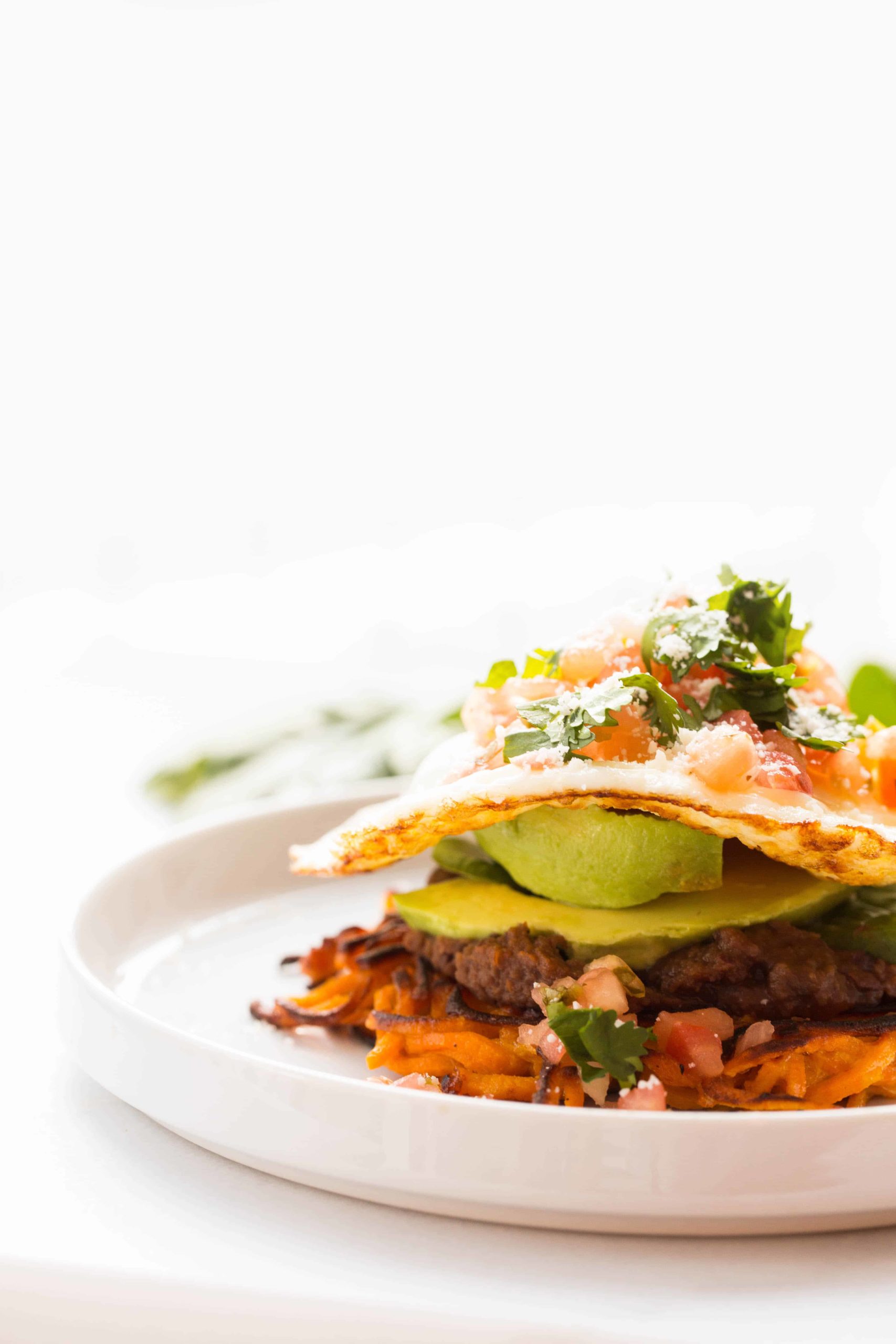 Spiralized Sweet Potato Breakfast Tostadas