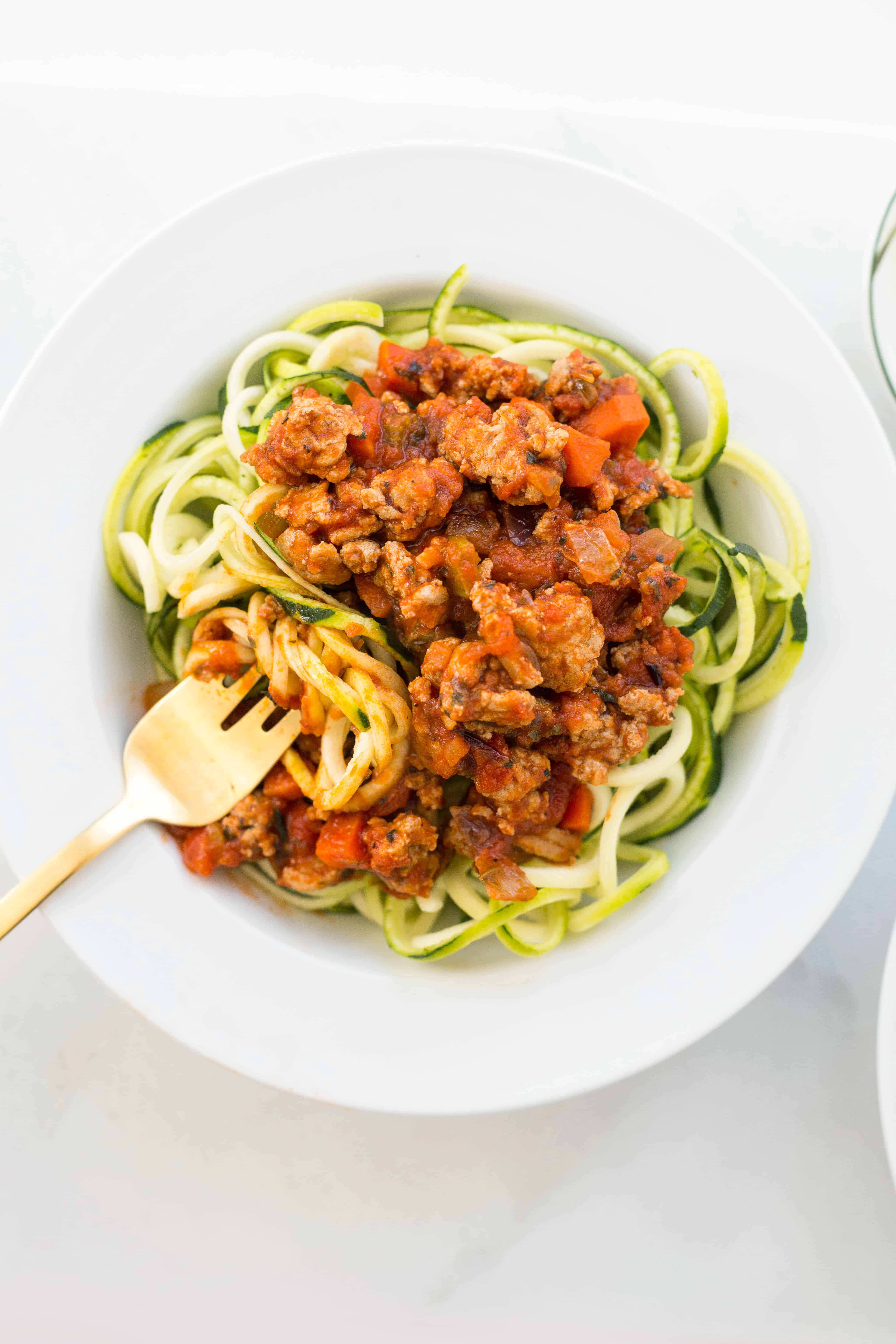 Turkey Bolognese with Zucchini Noodles