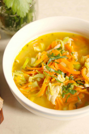 Chicken and Leek Soup with Carrot Noodles