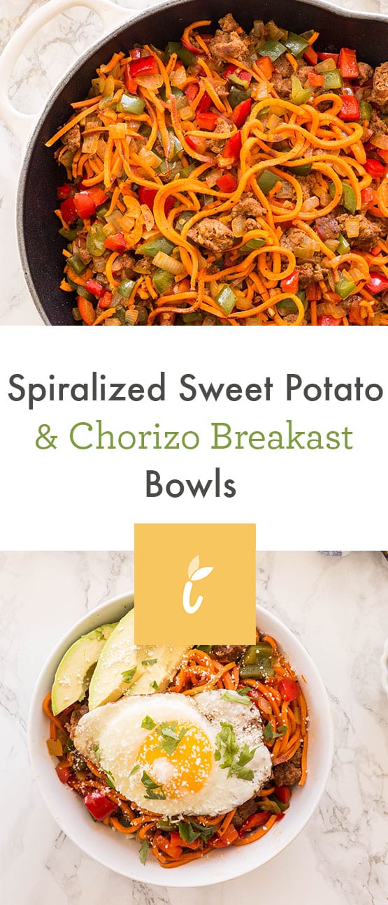 Spiralized Sweet Potato & Chorizo Breakfast Bowls