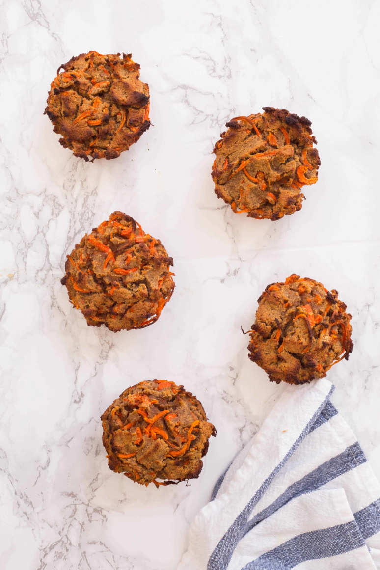 Spiralized Carrot Cake Muffins with Coconut Cream Frosting