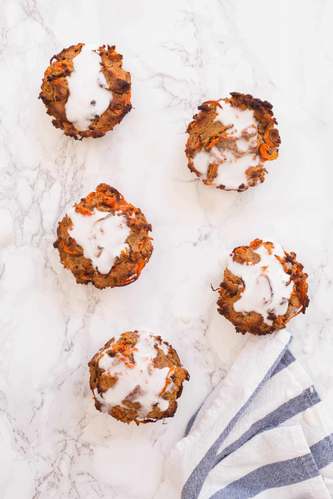 Spiralized Carrot Cake Muffins with Coconut Cream Frosting via Inspiralized