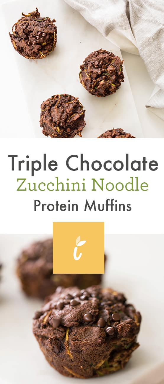 Triple Chocolate Zucchini Noodle Protein Muffins