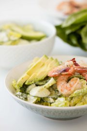 Shrimp and Cucumber Noodle Salad with Greek Yogurt Caesar Dressing