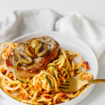 Thyme Pork Chops with Sundried Tomato Zucchini Noodles