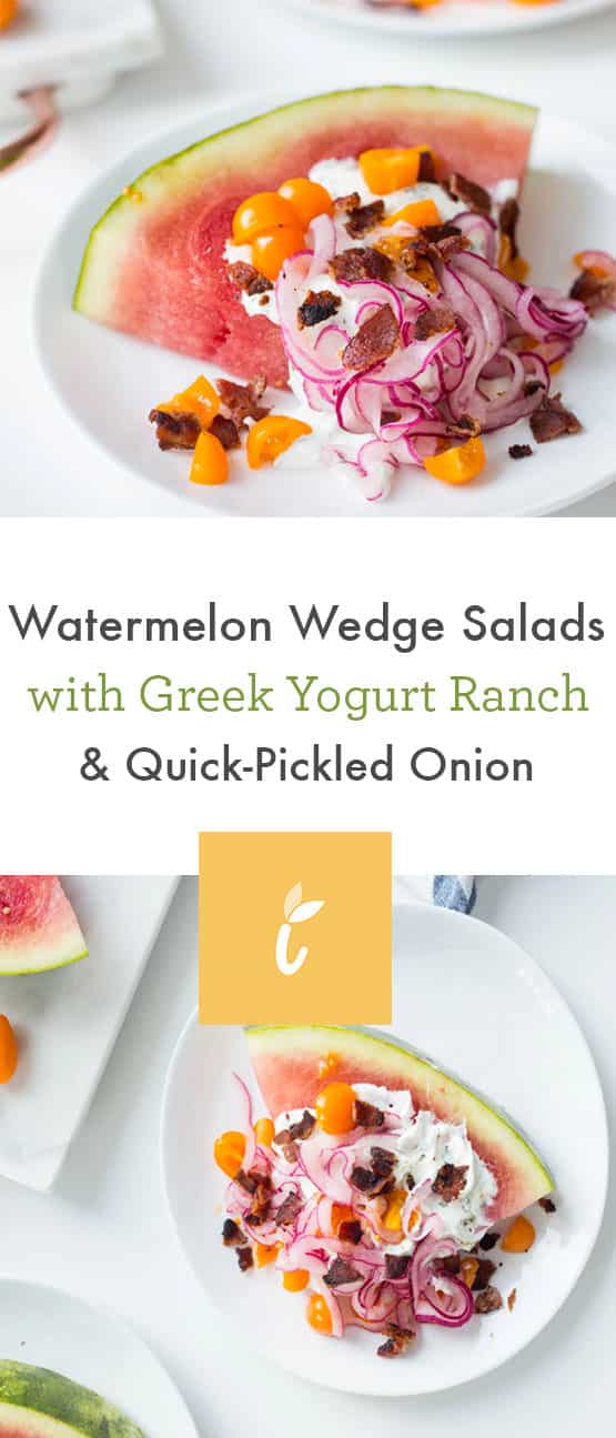 Watermelon Wedge Salads with Greek Yogurt Ranch & Quick-Pickled Onion