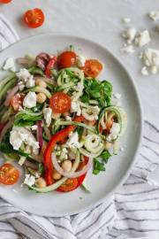 Spiralized Cucumber Greek Salad