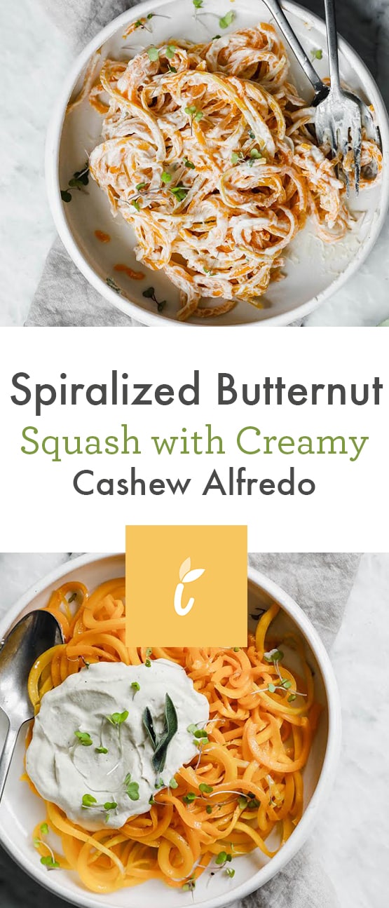 Spiralized Butternut Squash with Creamy Cashew Alfredo