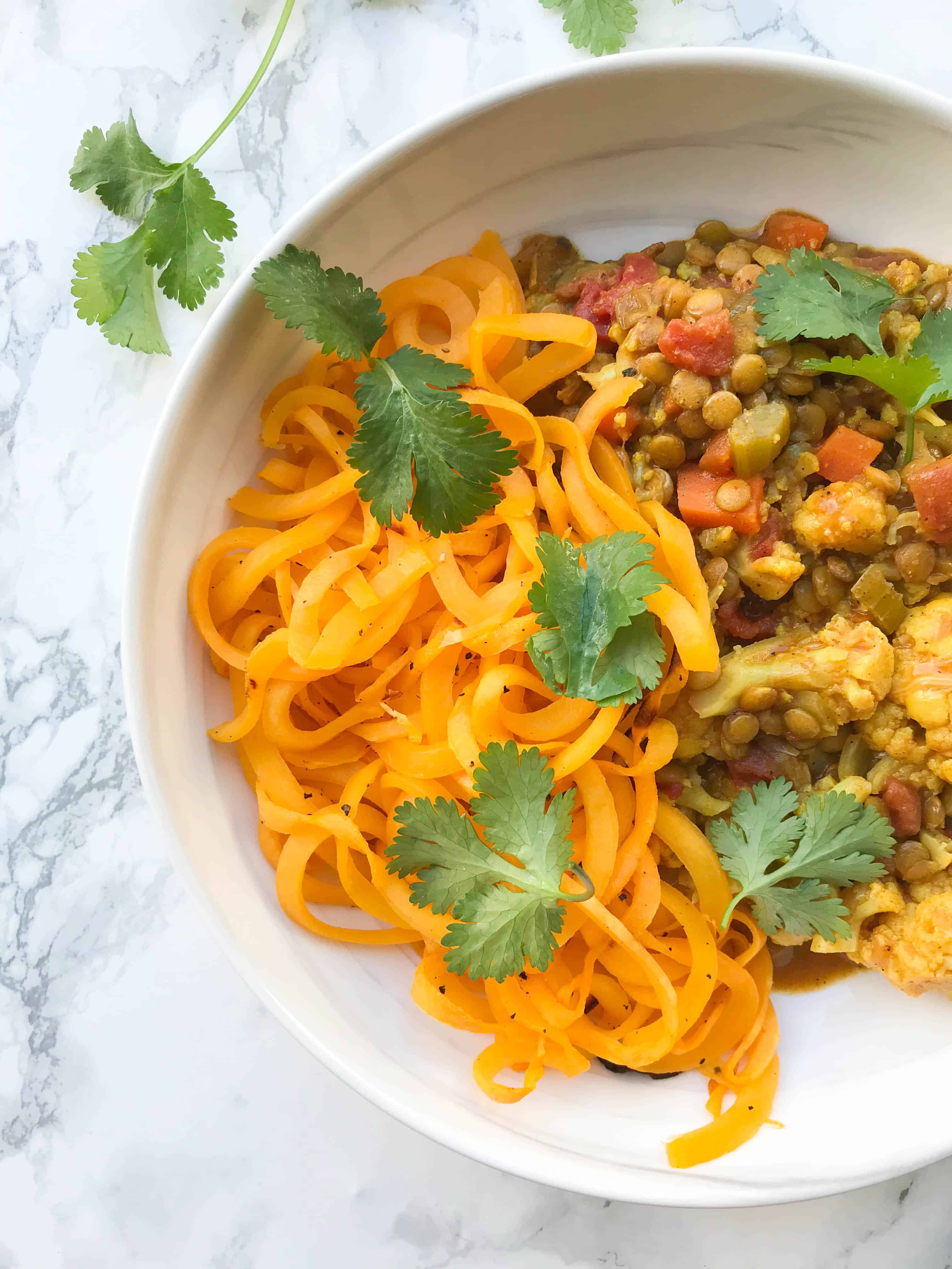 Lentil and Cauliflower Curry with Roasted Butternut Squash Noodles ...