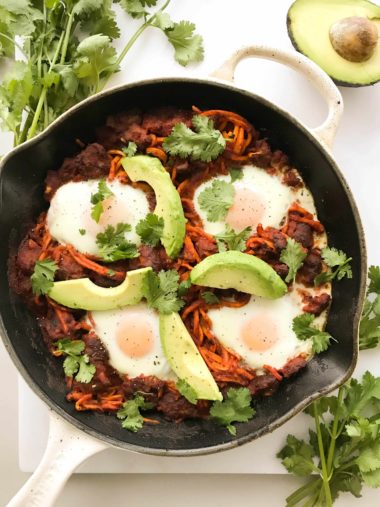 Mexican Shakshuka with Spiralized Sweet Potatoes