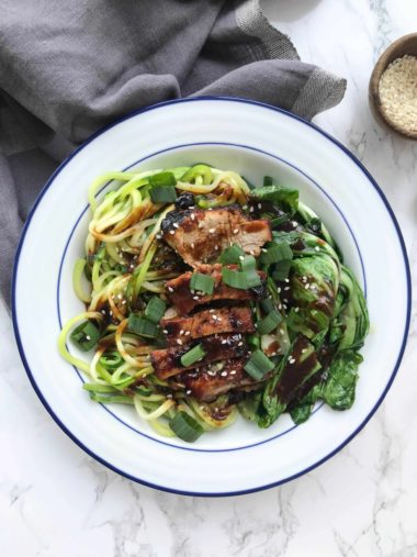 Chinese Pork and Zucchini Noodles with Bok Choy
