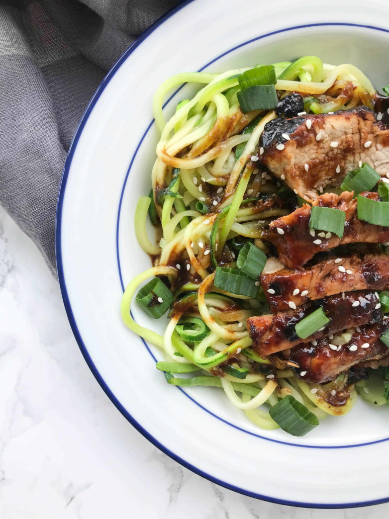 Chinese Pork and Zucchini Noodles with Bok Choy