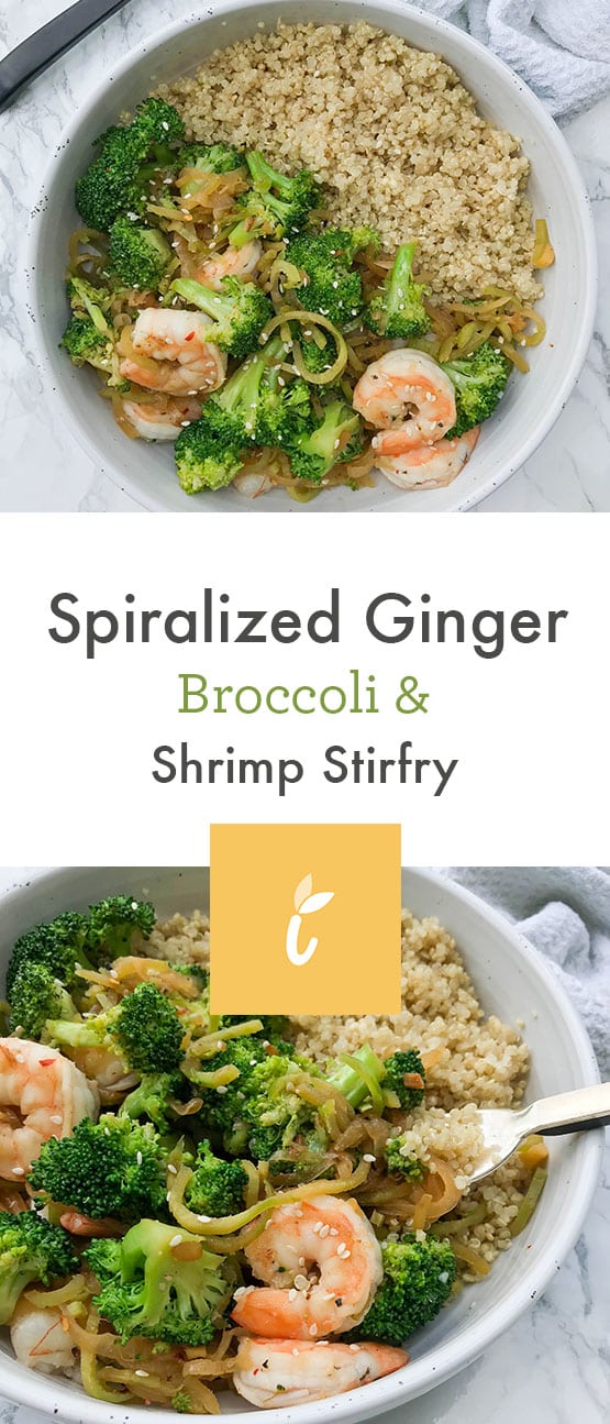 Spiralized Ginger Broccoli and Shrimp Stirfry