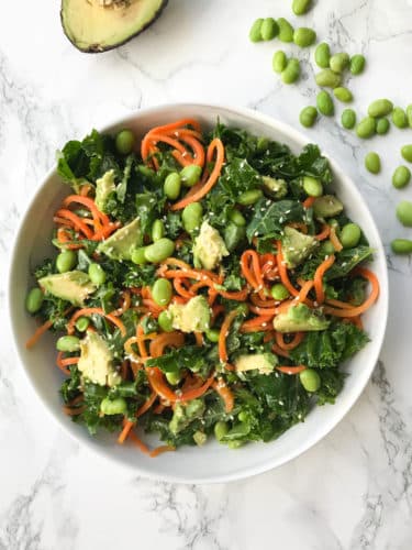 Kale, Edamame and Carrot Noodle Salad with Ginger-Sesame Sauce