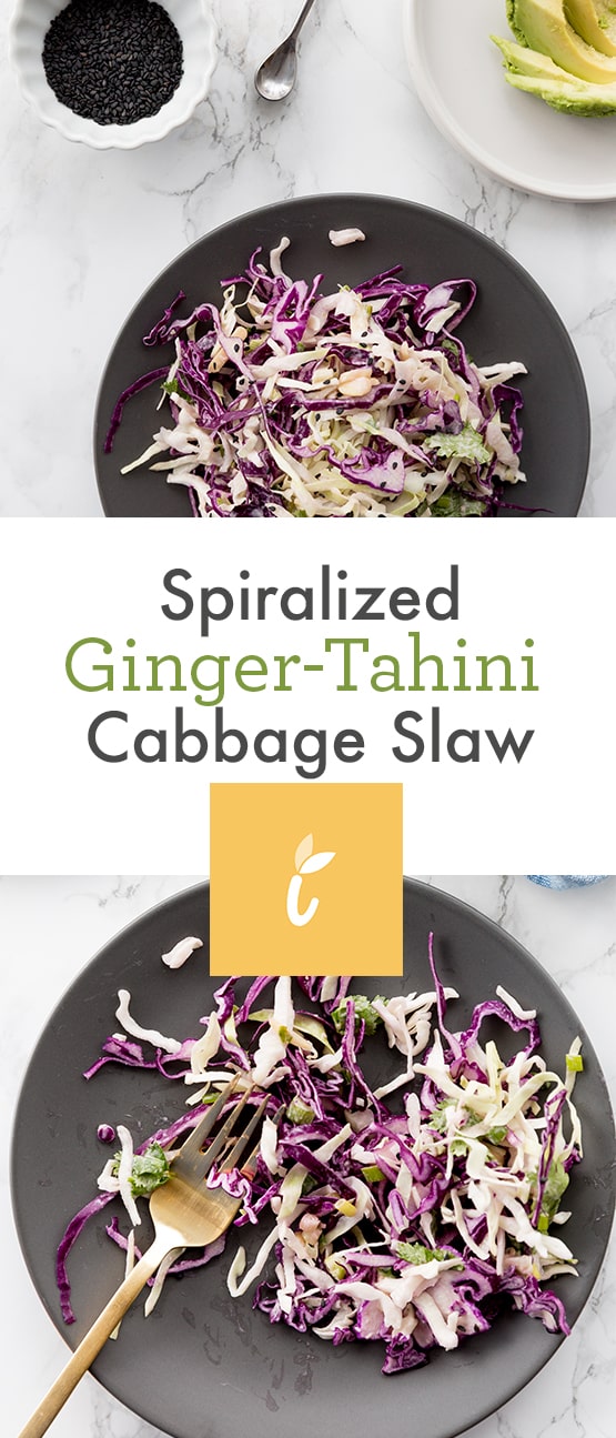 Spiralized Ginger-Tahini Cabbage Slaw