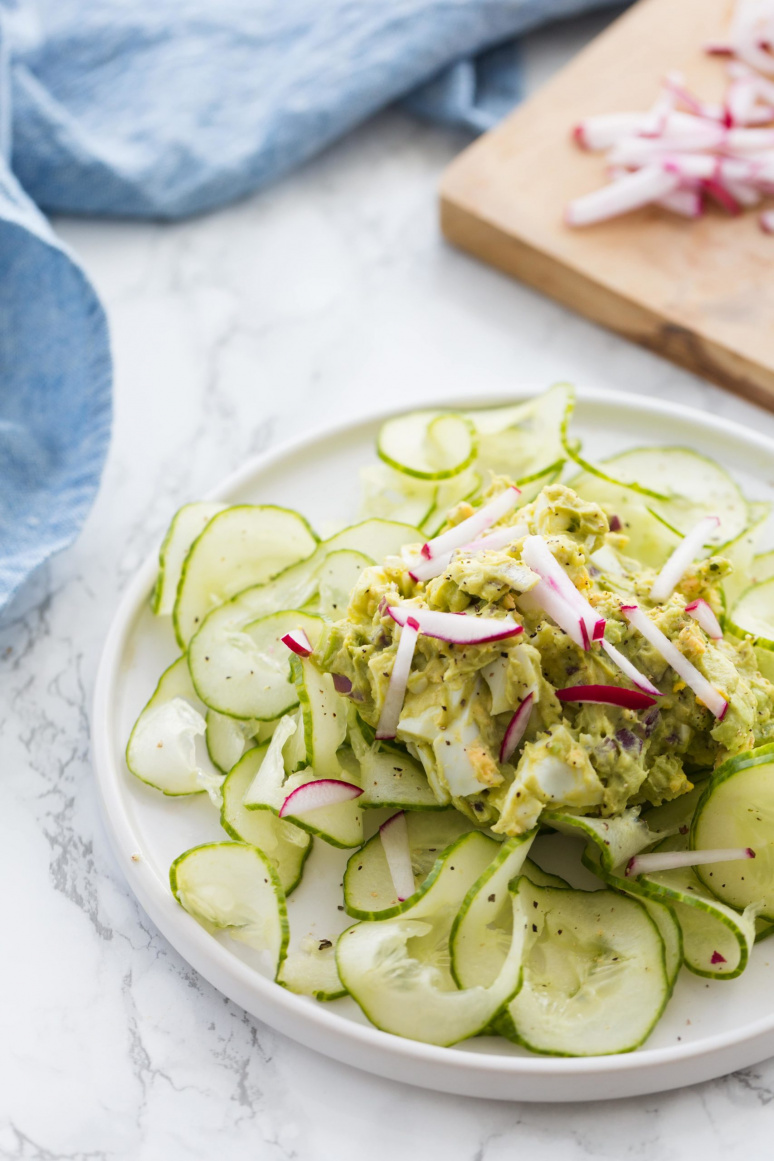Avocado Egg Salad with Spiralized Cucumbers