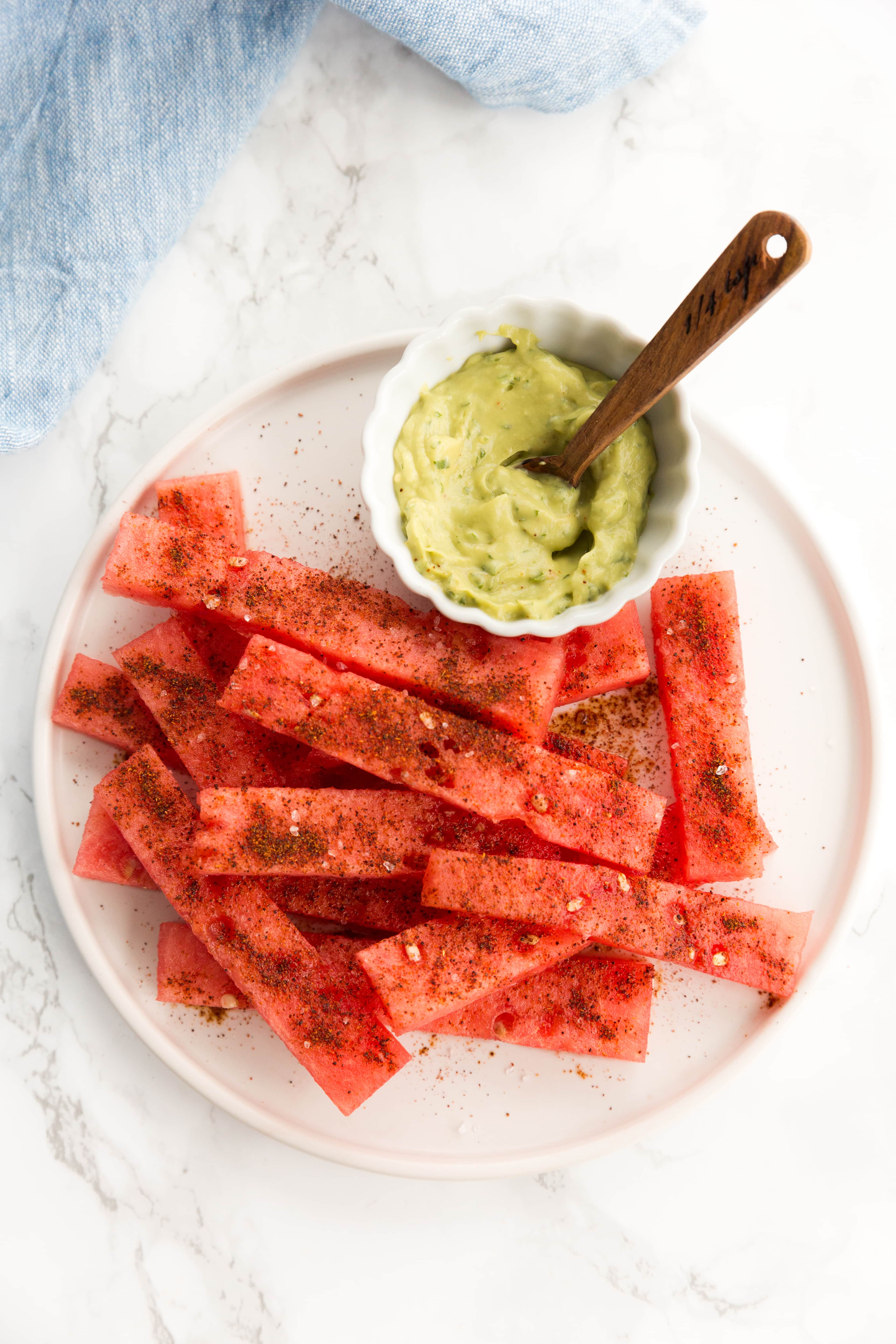 Spicy Watermelon Wedges with Spiralized Pickled Onions