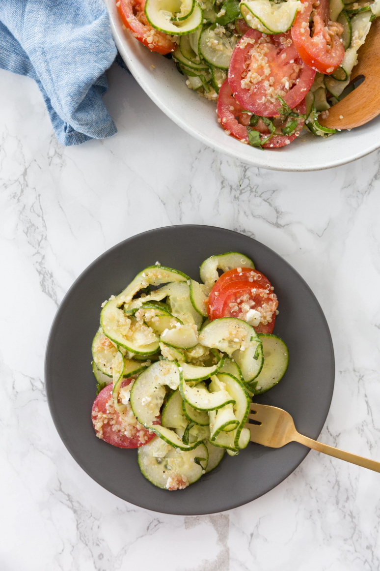 Spiralized Cucumber and Tomato Quinoa Salad