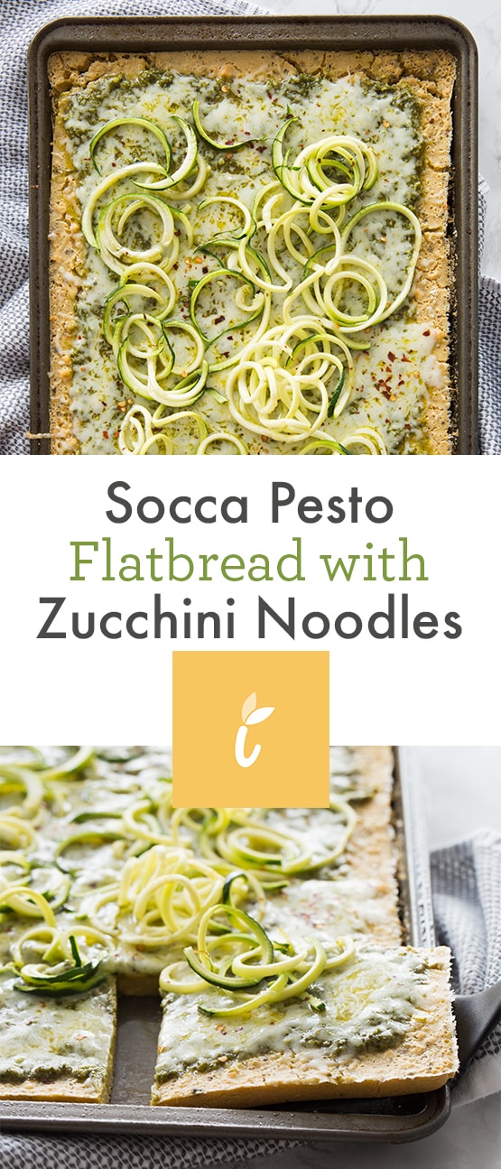 Socca Pesto Flatbread with Zucchini Noodles