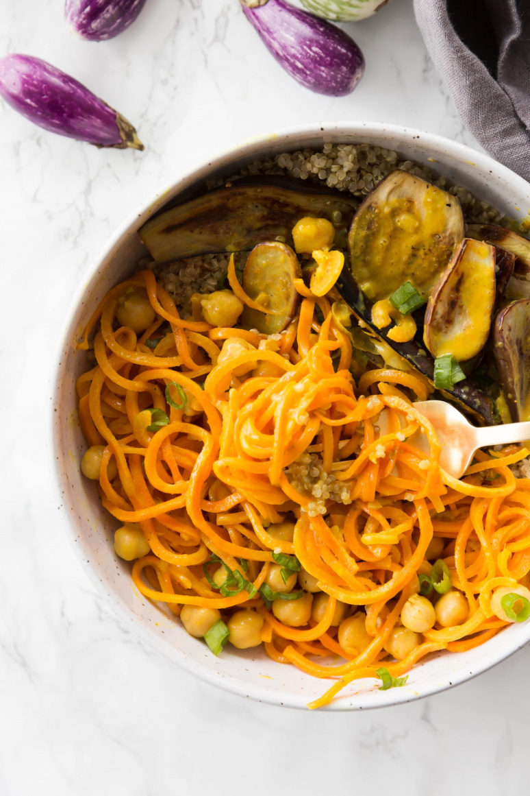 Curried Coconut Carrot Bowls with Eggplant